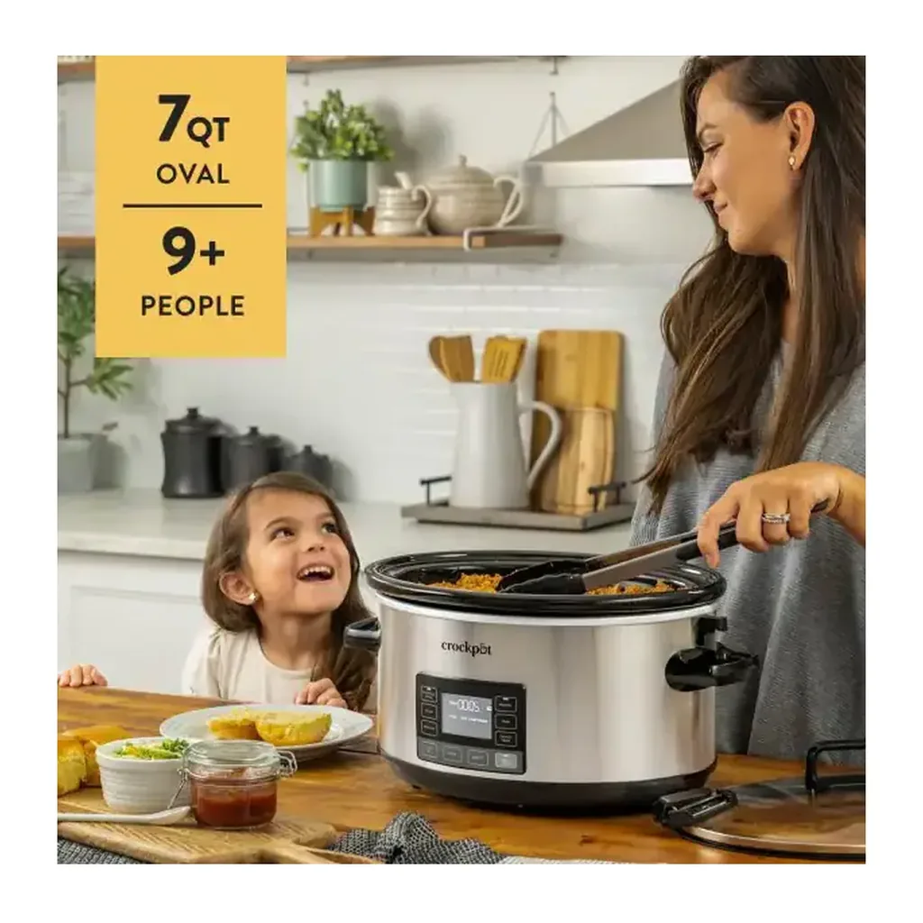 Crockpot - 7-Quart MyTime Cook & Carry Programmable Slow Cooker - Stainless Steel – product image 4 Crockpot - 7-Quart MyTime Cook & Carry Programmable Slow Cooker - Stainless Steel – product view 4