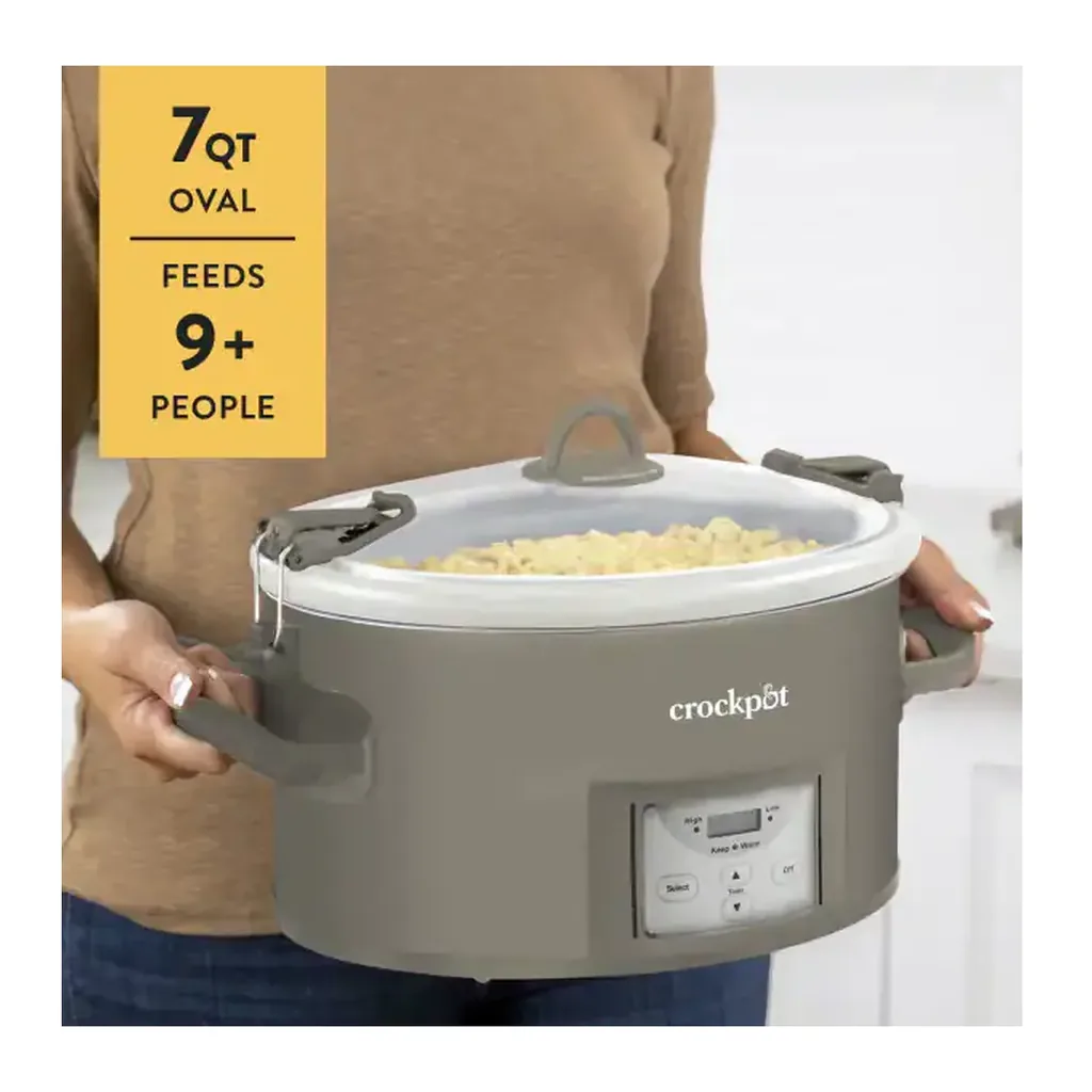 Crockpot - Programmable 7-Quart Cook & Carry Slow Cooker - Gray – product image 2 Crockpot - Programmable 7-Quart Cook & Carry Slow Cooker - Gray – product view 2