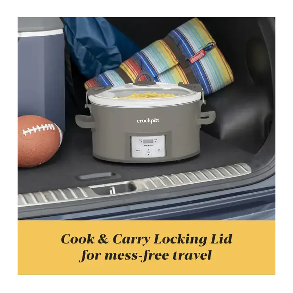 Crockpot - Programmable 7-Quart Cook & Carry Slow Cooker - Gray – product image 3 Crockpot - Programmable 7-Quart Cook & Carry Slow Cooker - Gray – product view 3