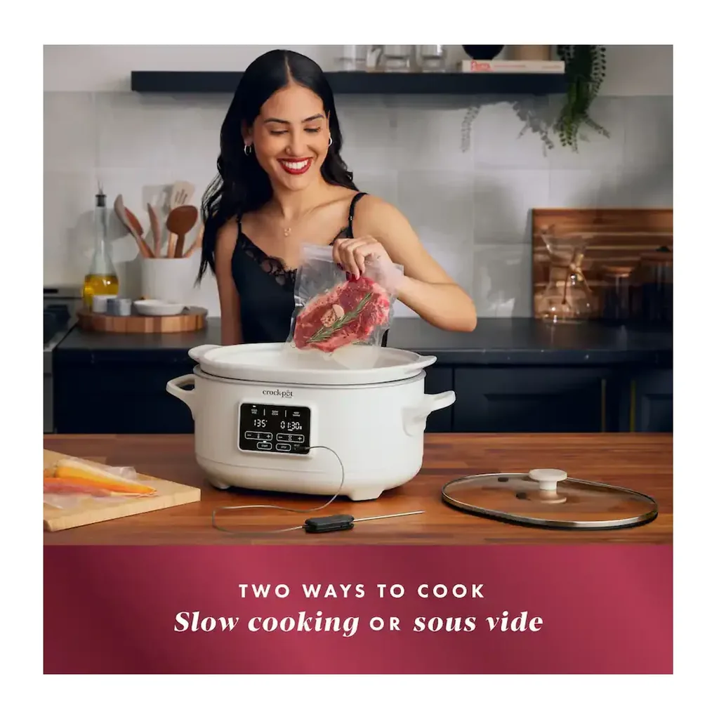 Crockpot - Crock-Pot Programmable 6-Quart Ceramic Slow Cooker with Sous Vide - Oat Milk – product image 2 Crockpot - Crock-Pot Programmable 6-Quart Ceramic Slow Cooker with Sous Vide - Oat Milk – product view 2