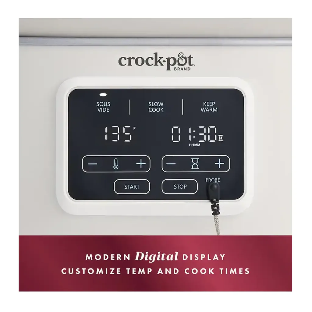 Crockpot - Crock-Pot Programmable 6-Quart Ceramic Slow Cooker with Sous Vide - Oat Milk – product image 4 Crockpot - Crock-Pot Programmable 6-Quart Ceramic Slow Cooker with Sous Vide - Oat Milk – product view 4