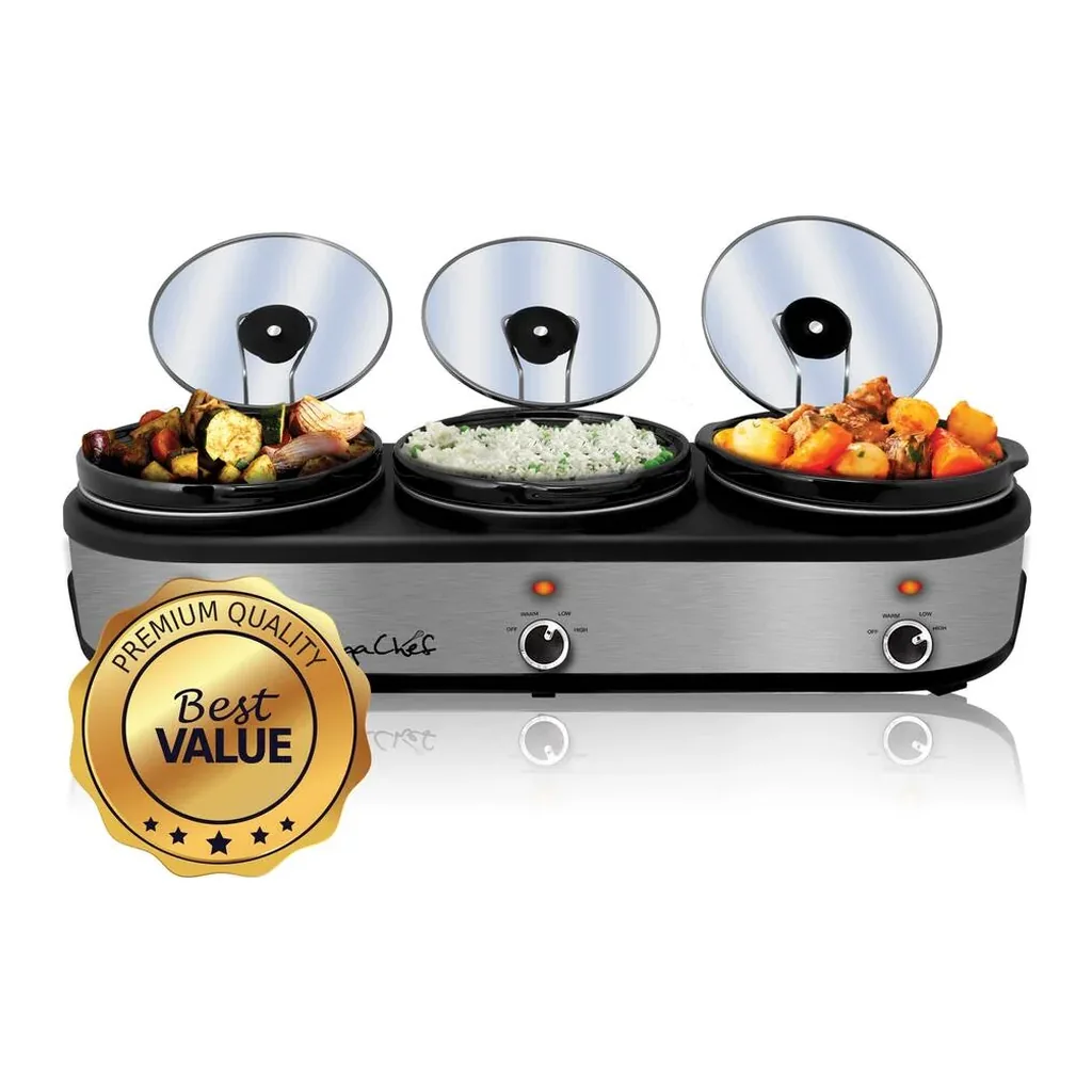 EditionSANI-310109458M-10119927-06 MegaChef Triple 2.5-Quart Slow Cooker and Buffet Server