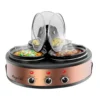 EditionSANI-310109462M-10121223-01 MegaChef 310109462M Round Triple 1.5 Quart Slow Cooker and Buffet Server in Brushed and Black - Copper