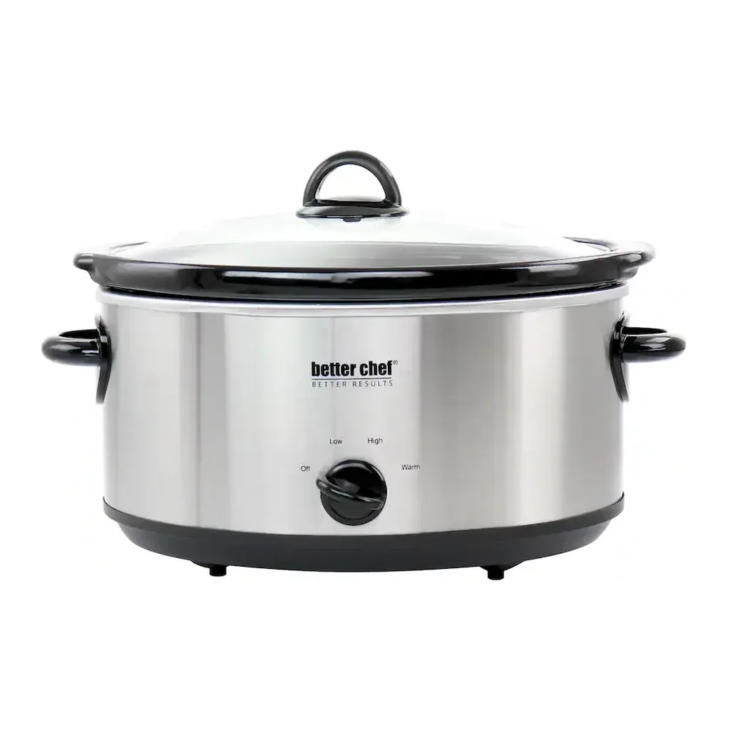 Better Chef - 6 Quart Oval Slow Cooker with Removable Stoneware Crock in Stainless Steel - Silver – product image 1 Better Chef - 6 Quart Oval Slow Cooker with Removable Stoneware Crock in Stainless Steel - Silver – product view 1