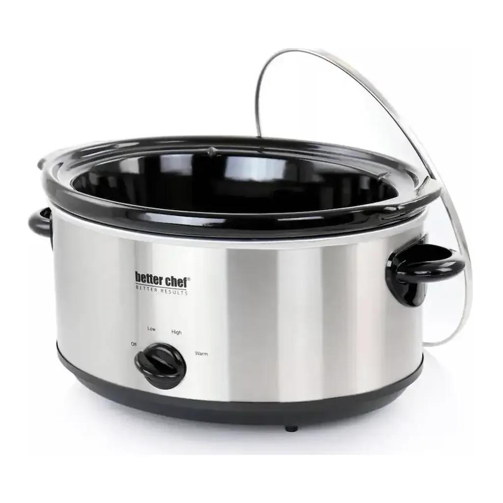 Better Chef - 6 Quart Oval Slow Cooker with Removable Stoneware Crock in Stainless Steel - Silver – product image 2 Better Chef - 6 Quart Oval Slow Cooker with Removable Stoneware Crock in Stainless Steel - Silver – product view 2