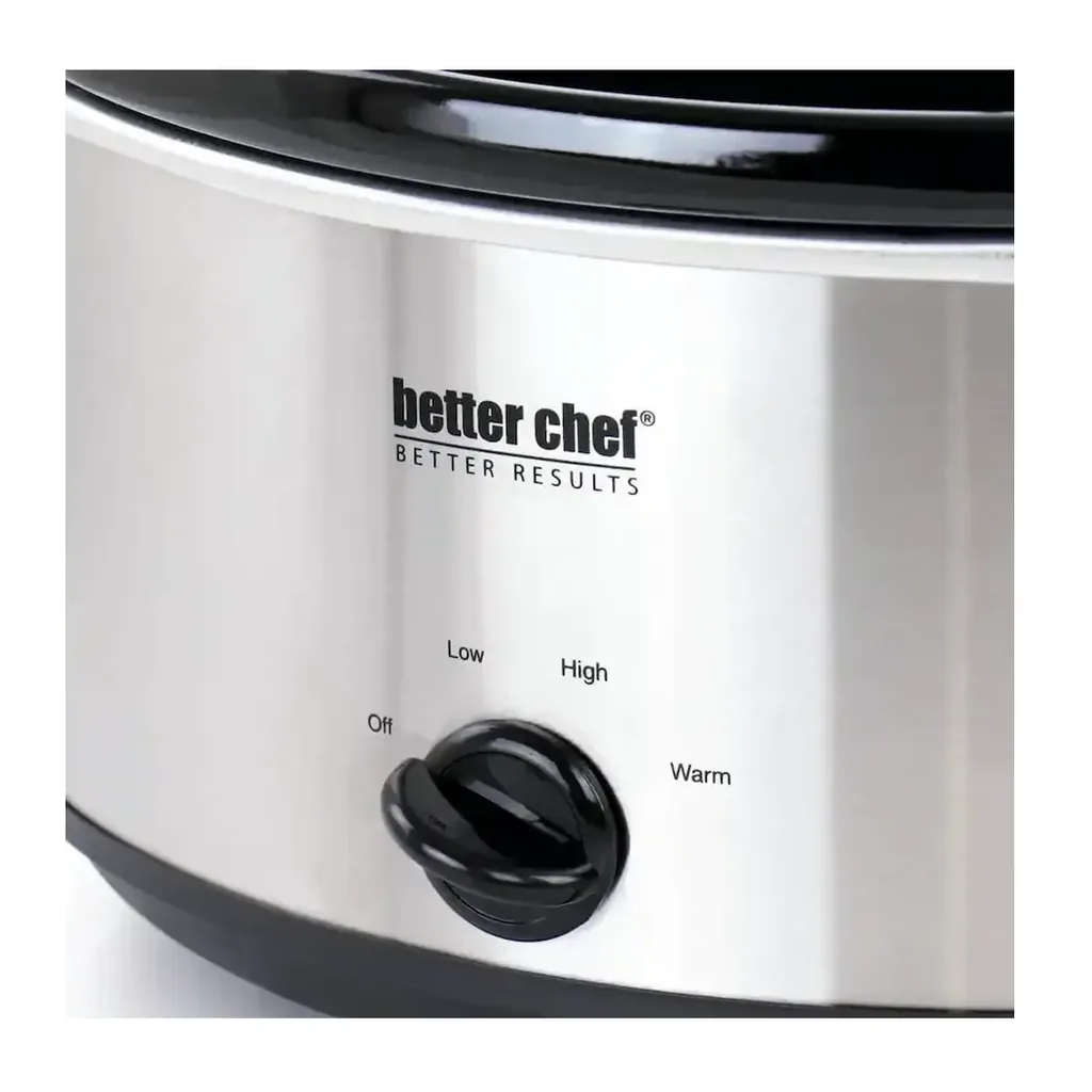 Better Chef - 6 Quart Oval Slow Cooker with Removable Stoneware Crock in Stainless Steel - Silver – product image 4 Better Chef - 6 Quart Oval Slow Cooker with Removable Stoneware Crock in Stainless Steel - Silver – product view 4