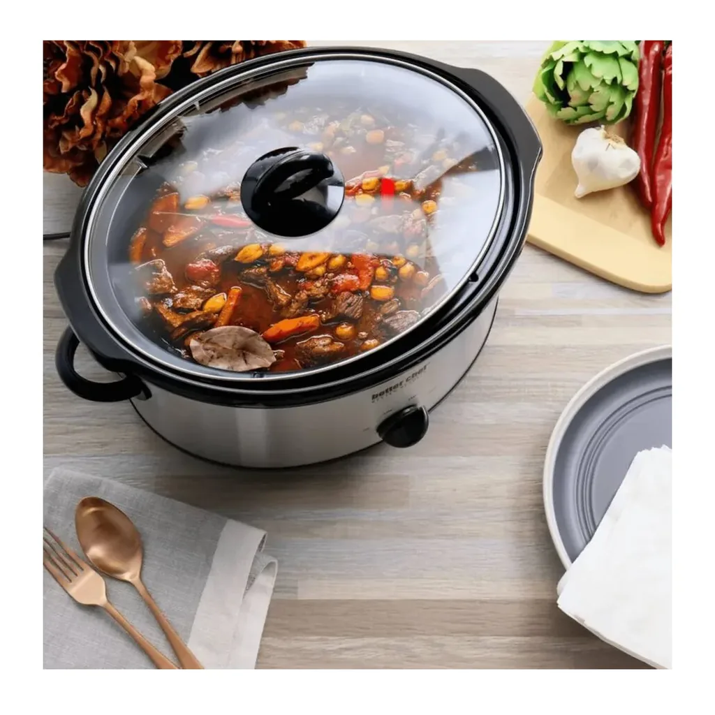 Better Chef - 6 Quart Oval Slow Cooker with Removable Stoneware Crock in Stainless Steel - Silver – product image 5 Better Chef - 6 Quart Oval Slow Cooker with Removable Stoneware Crock in Stainless Steel - Silver – product view 5