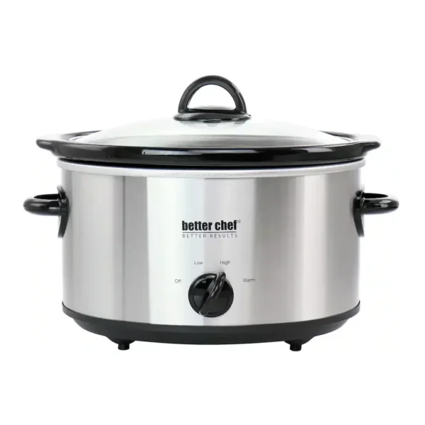 EditionSANI-310117929M-12175800-01 Better Chef 310117929M 4 Quart Oval Slow Cooker with Removable Stoneware Crock in Stainless Steel - Silver