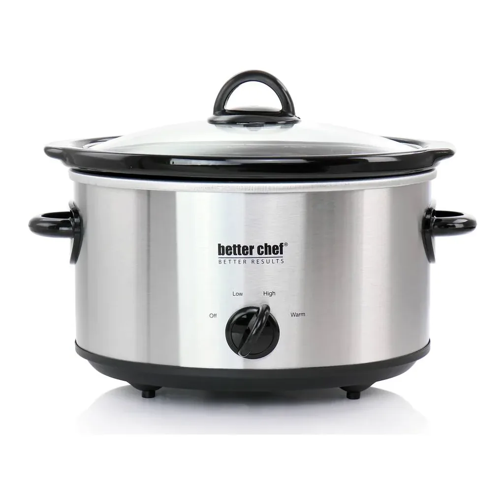 EditionSANI-310117929M-12175800-06 Better Chef 310117929M 4 Quart Oval Slow Cooker with Removable Stoneware Crock in Stainless Steel - Silver