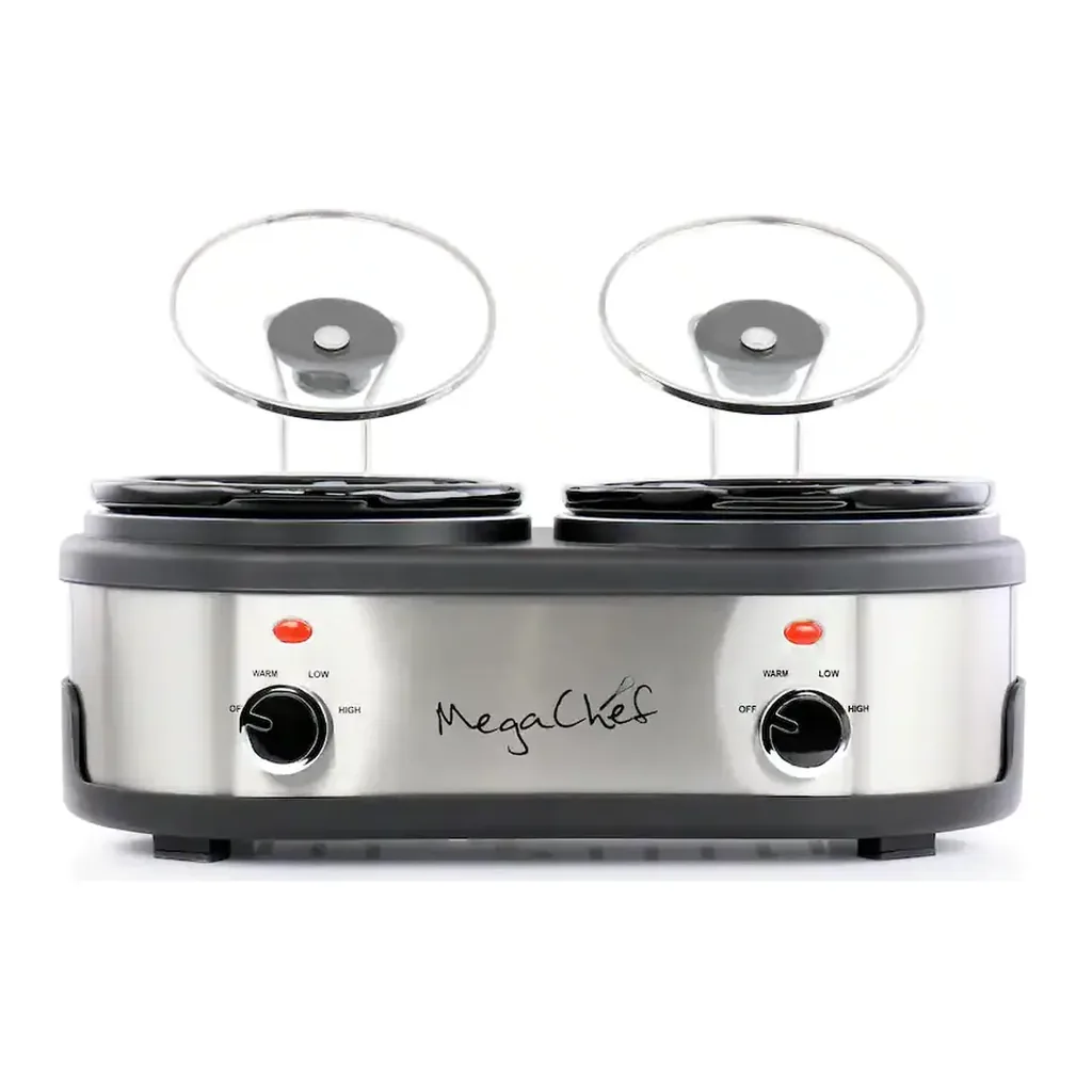 MegaChef - Dual 1.5 Quart Crock Buffet Slow Cooker - Silver – product image 3 MegaChef - Dual 1.5 Quart Crock Buffet Slow Cooker - Silver – product view 3