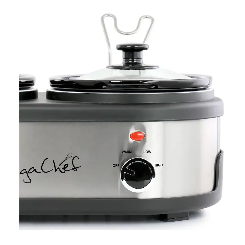 MegaChef - Dual 1.5 Quart Crock Buffet Slow Cooker - Silver – product image 4 MegaChef - Dual 1.5 Quart Crock Buffet Slow Cooker - Silver – product view 4