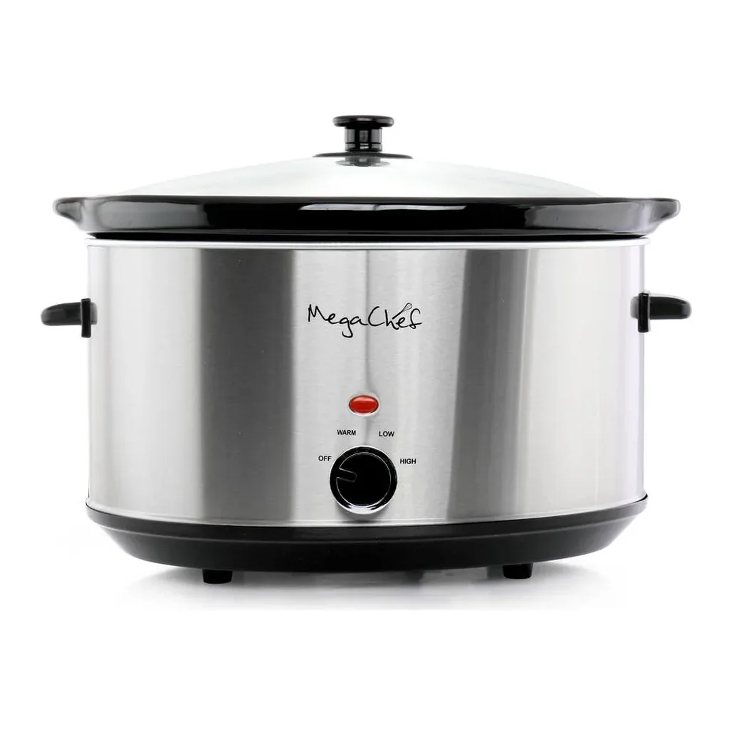 EditionSANI-310120189M-12574533-03 MegaChef 310120189M 8 Quart Slow Cooker with Bouns Mini 0.6 Quart Warmer - Silver