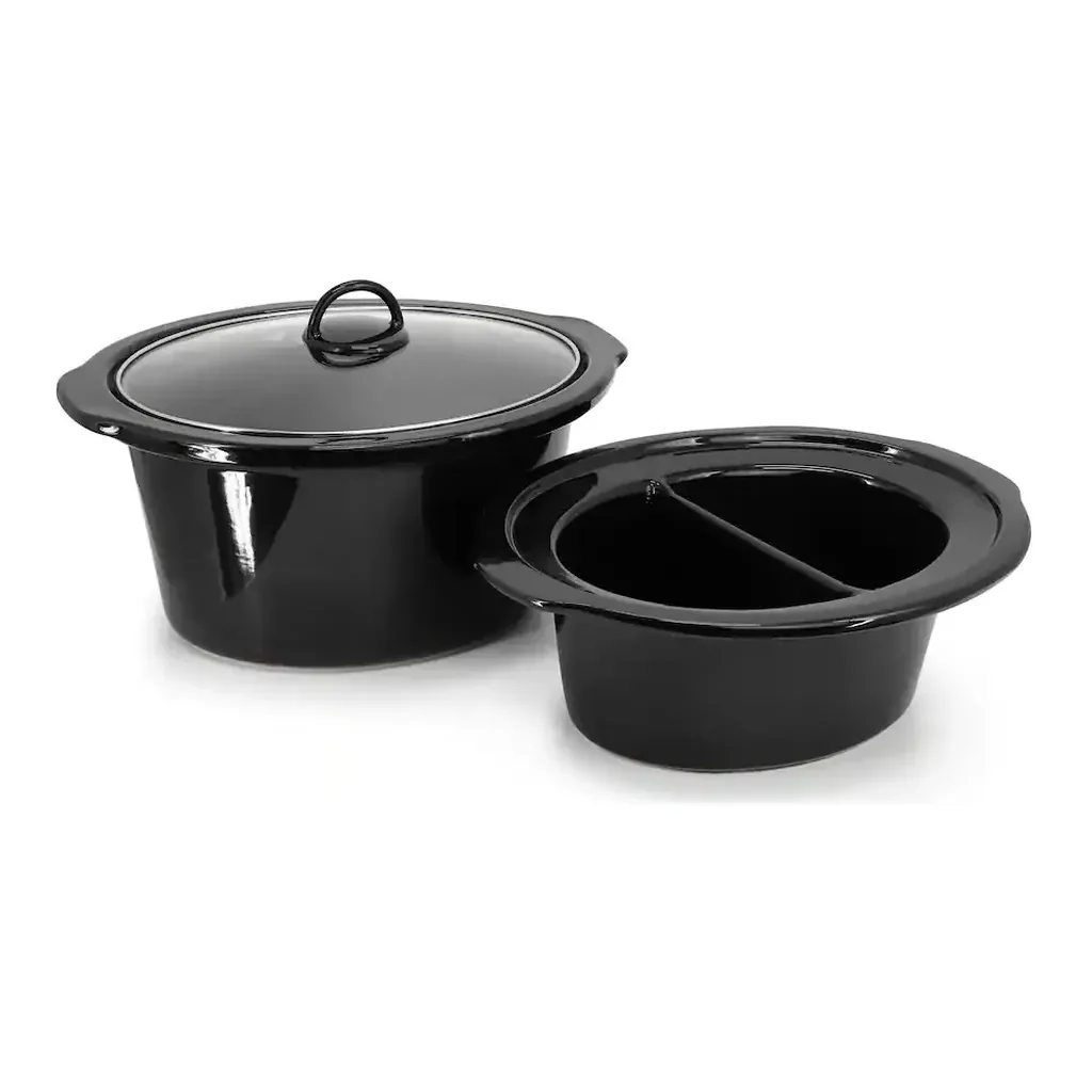 EditionSANI-310122255M-10119803-03 MegaChef 310122255M 6 Quart + 2.6 Quart Split Stainless Steel Electric Slow Cooker in - Silver