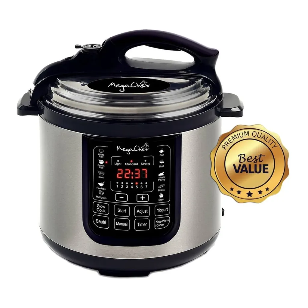 MegaChef - 8 Quart Digital Pressure Cooker with 13 Pre-set Multi Function Features - Silver – product image 4 MegaChef - 8 Quart Digital Pressure Cooker with 13 Pre-set Multi Function Features - Silver – product view 4