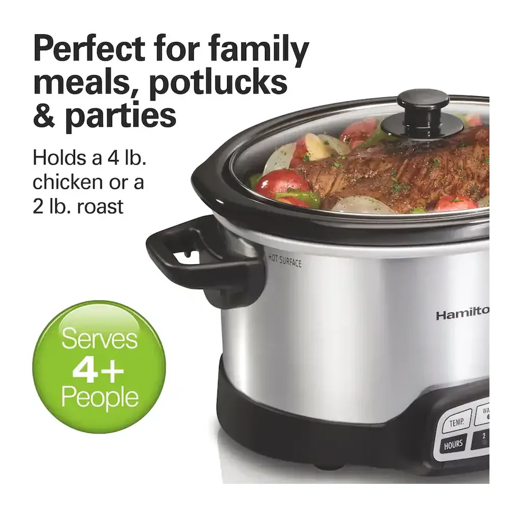 Hamilton Beach - 4 Quart Programmable Slow Cooker - Silver – product image 4 Hamilton Beach - 4 Quart Programmable Slow Cooker - Silver – product view 4