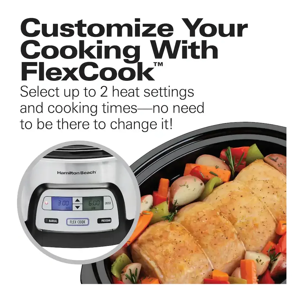 Hamilton Beach - FlexCook 6 Qt Digital Slow Cooker - Silver – product image 3 Hamilton Beach - FlexCook 6 Qt Digital Slow Cooker - Silver – product view 3