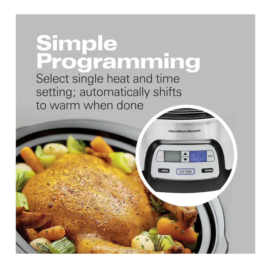 Hamilton Beach - FlexCook 6 Qt Digital Slow Cooker - Silver – product image 4 Hamilton Beach - FlexCook 6 Qt Digital Slow Cooker - Silver – product view 4