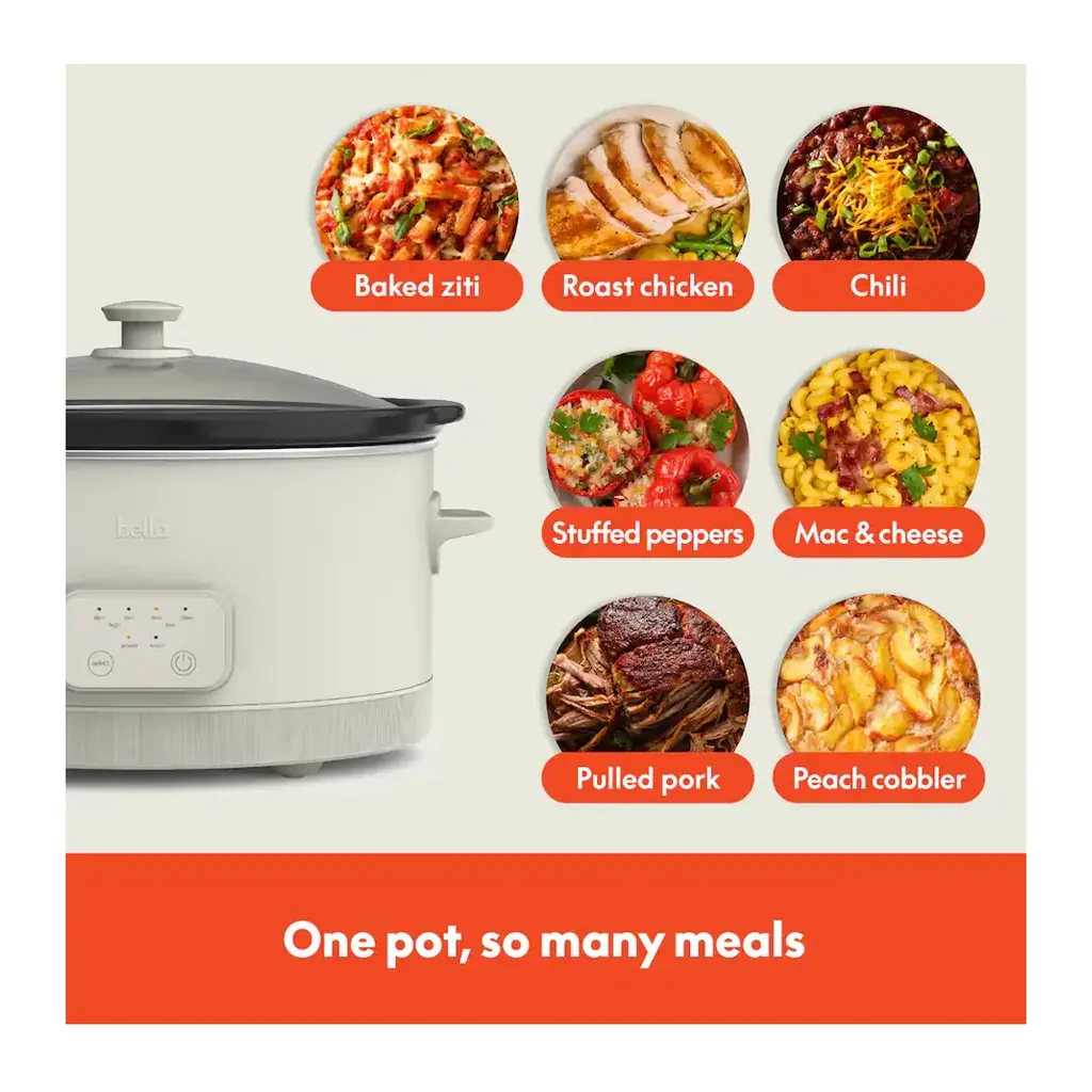 Bella - 6-qt. Programmable Slow Cooker - Oatmilk – product image 5 Bella - 6-qt. Programmable Slow Cooker - Oatmilk – product view 5
