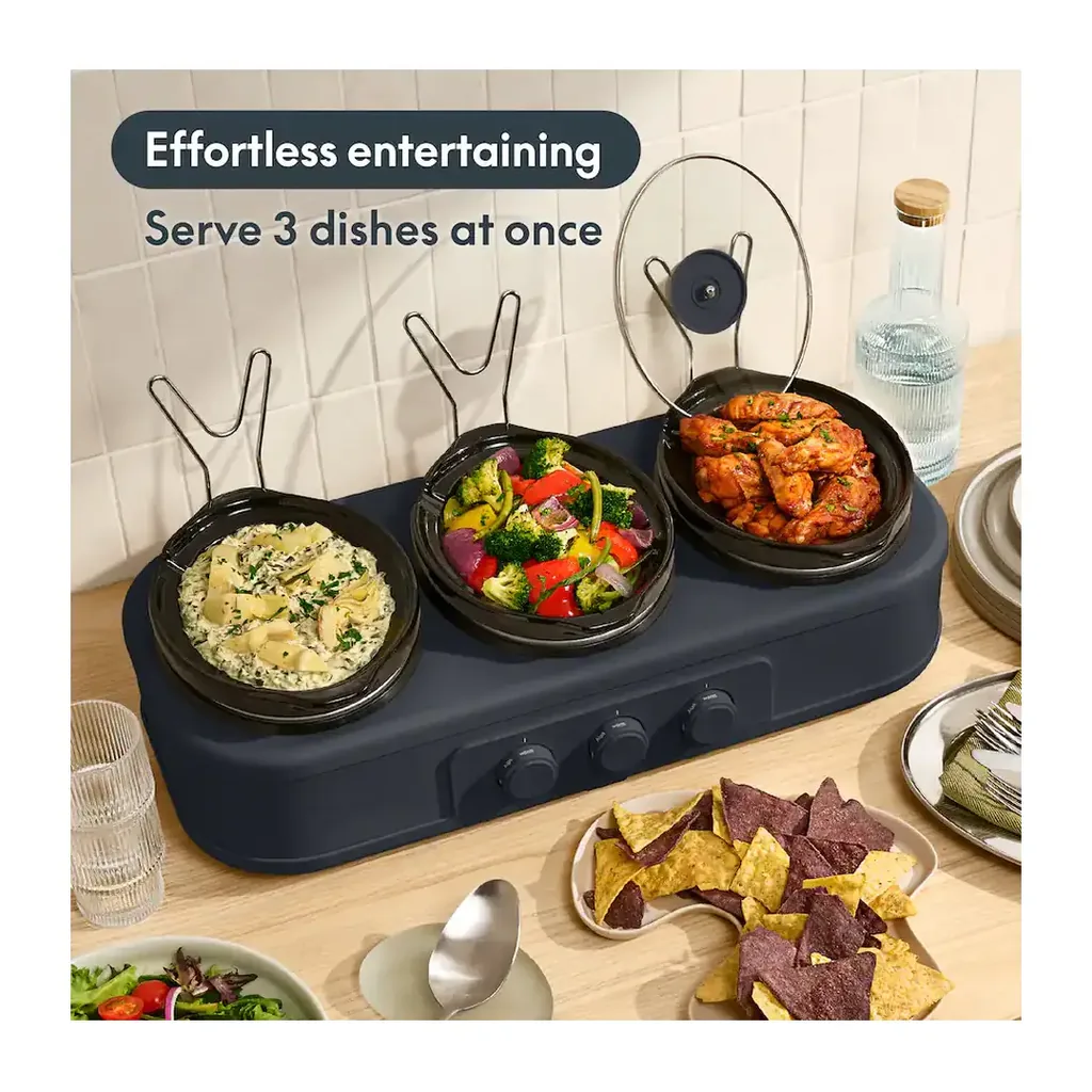 Bella - SAVOR Triple 1.5-qt. Slow Cooker - Slate – product image 3 Bella - SAVOR Triple 1.5-qt. Slow Cooker - Slate – product view 3