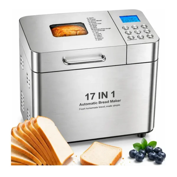 EditionSANI-AMUMU-2LB-Automatic-Dough-Bread-Machine-LCD-Display-Beginner-Friendly-Controls-Bread-Maker-Stainless-Stee-13097660-01 AMUMU 2LB Automatic Dough & Bread Machine LCD Display Beginner-Friendly Controls Bread Maker Stainless Steel — Silver