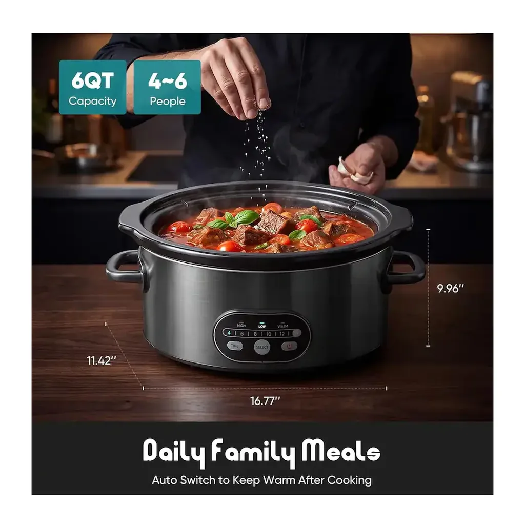 Sweet - 6QT Slow Cooker, Programmable Multi Cookers with 3 Temperature - Black – product image 2 Sweet - 6QT Slow Cooker, Programmable Multi Cookers with 3 Temperature - Black – product view 2