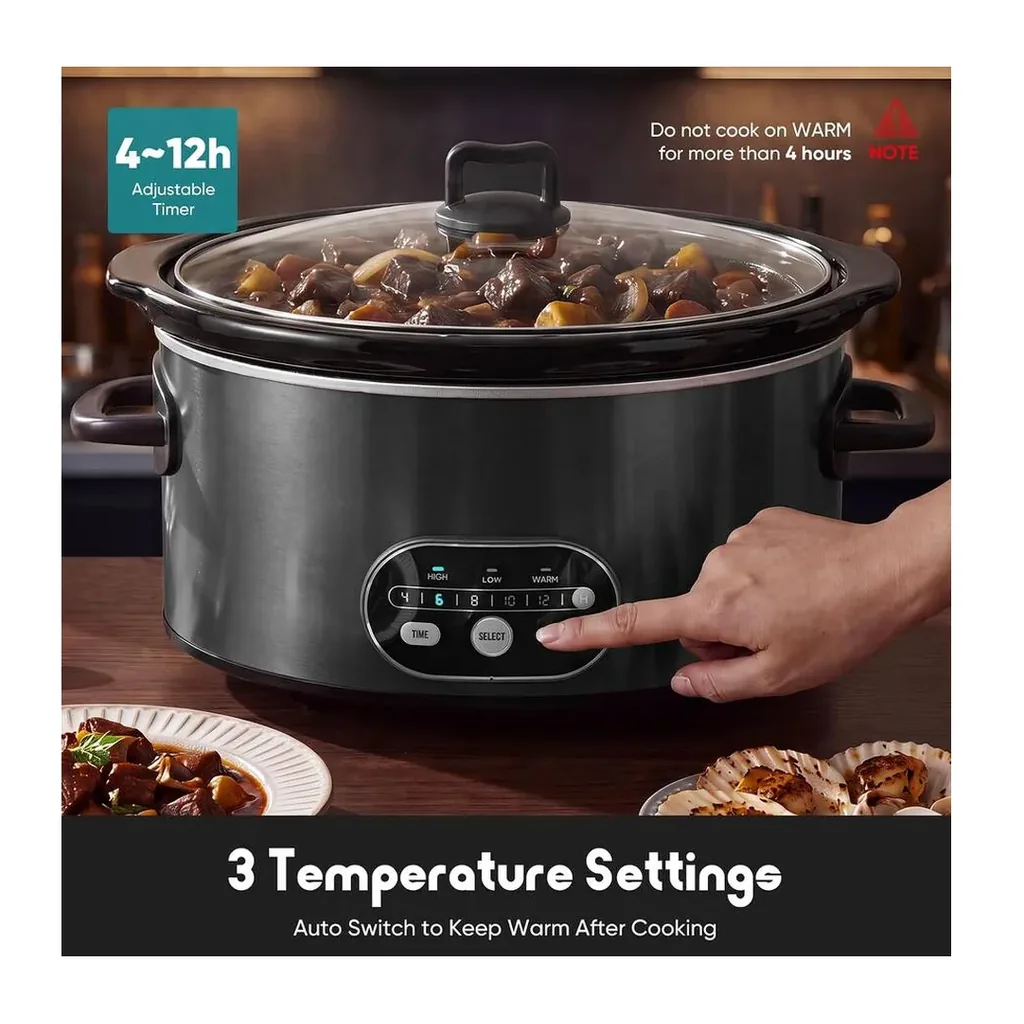 Sweet - 6QT Slow Cooker, Programmable Multi Cookers with 3 Temperature - Black – product image 3 Sweet - 6QT Slow Cooker, Programmable Multi Cookers with 3 Temperature - Black – product view 3