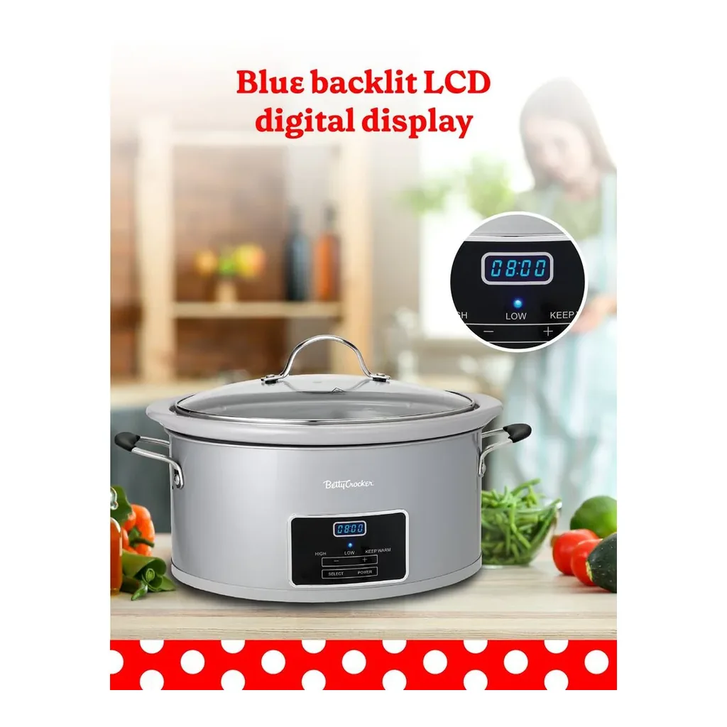 EditionSANI-BC-4587S-10288877-03 Betty Crocker 6-Quart Oval Digital Slow Cooker