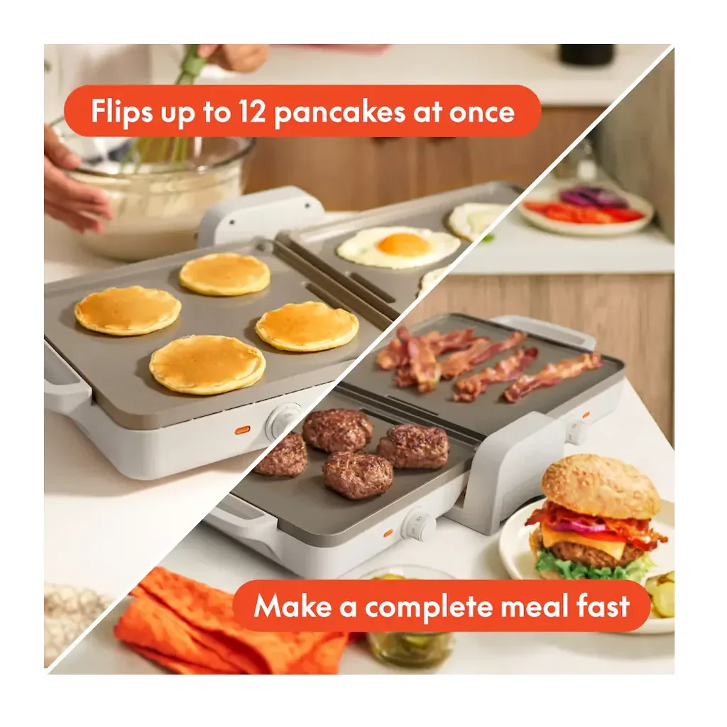 EditionSANI-Bella-35101-016A-6637321-04 Bella 10 x 20-Inch Fold & Store Dual-Temperature Electric Griddle