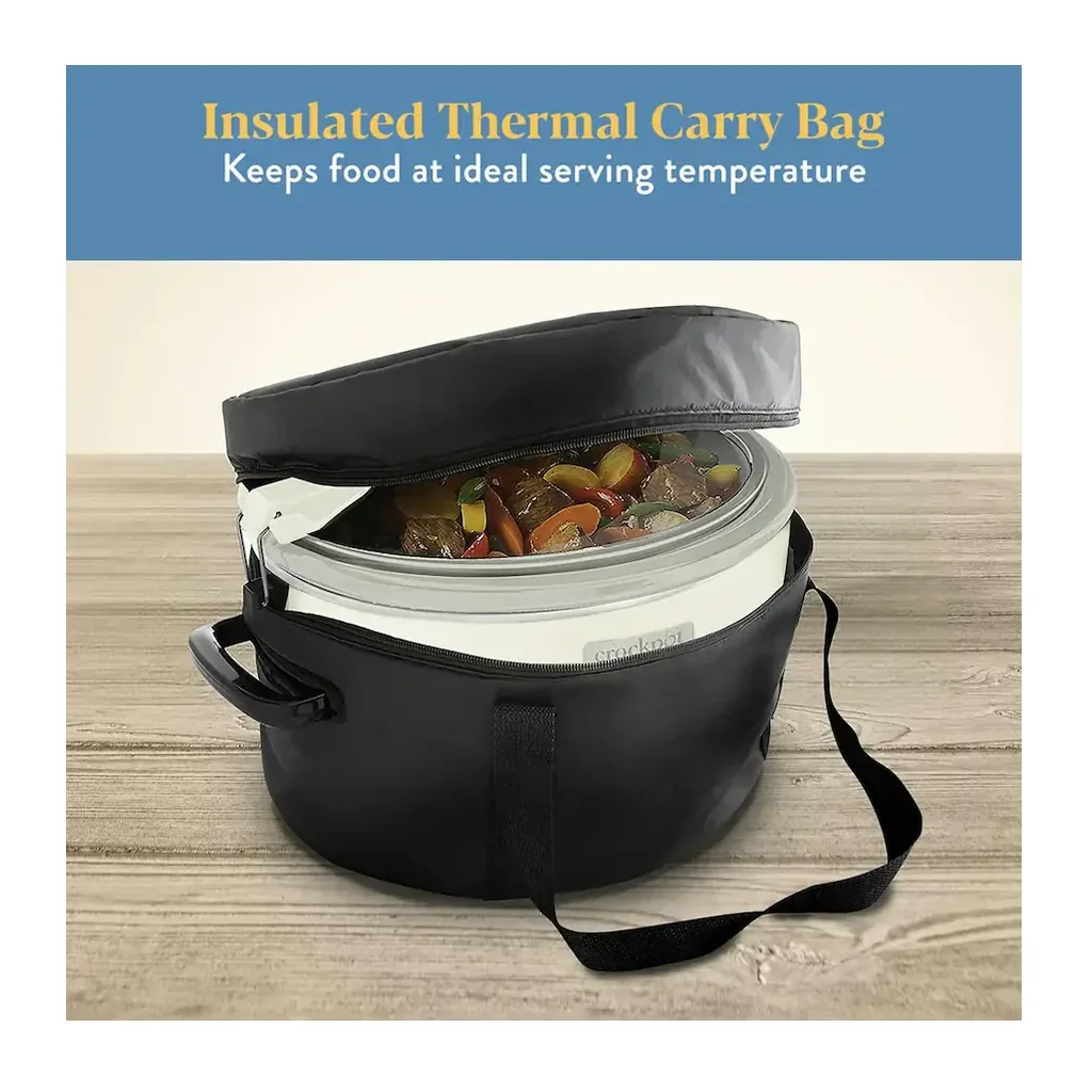 EditionSANI-CPSCVO70LL-MS-12803878-04 Crockpot CPSCVO70LL-MS Crock Pot 7 Quart Oval Electric Programmable Slow Cooker With Thermal Bag - Oatmilk Cream