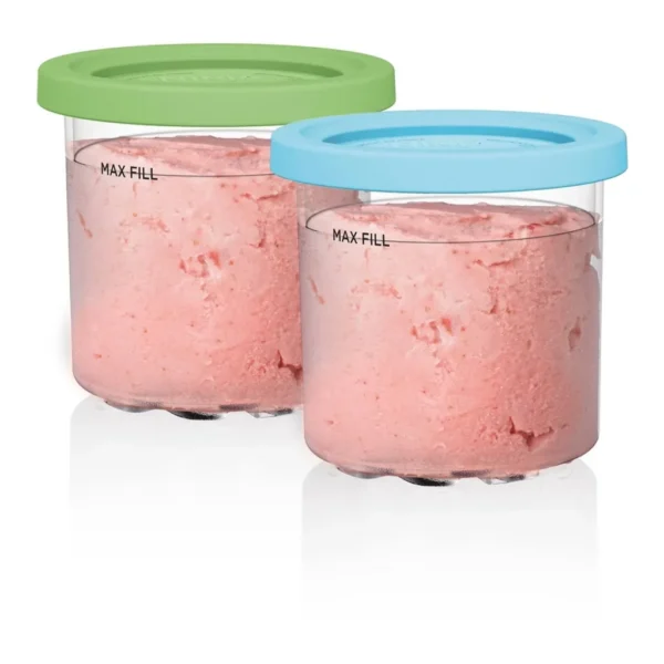 EditionSANI-CREAMi-Pints-and-Lids-XSKPLID2CD-6618844-01 Ninja CREAMi 16-oz. Pints & Lids, 2-Pack for NC299/NC300 – Clear/Lime/Aqua