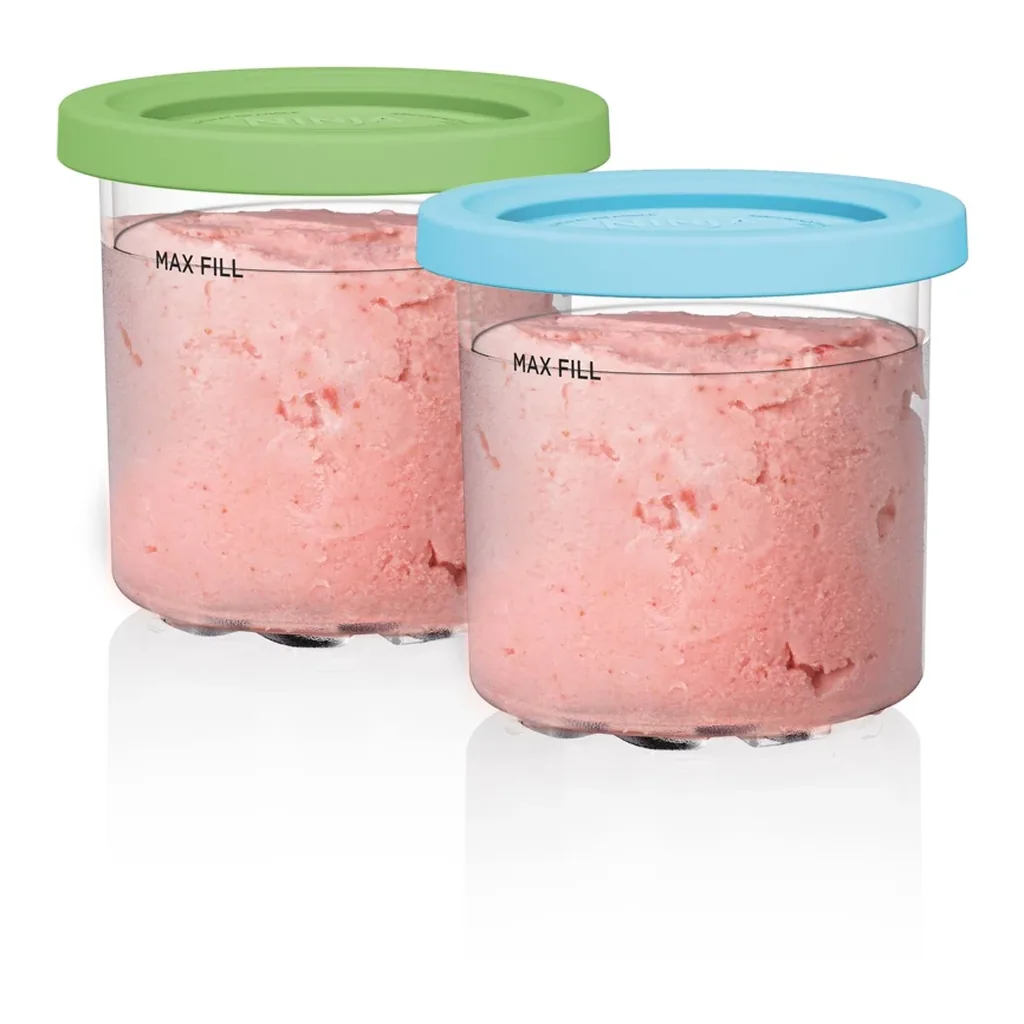 EditionSANI-CREAMi-Pints-and-Lids-XSKPLID2CD-6618844-01 Ninja CREAMi 16-oz. Pints & Lids, 2-Pack for NC299/NC300 – Clear/Lime/Aqua