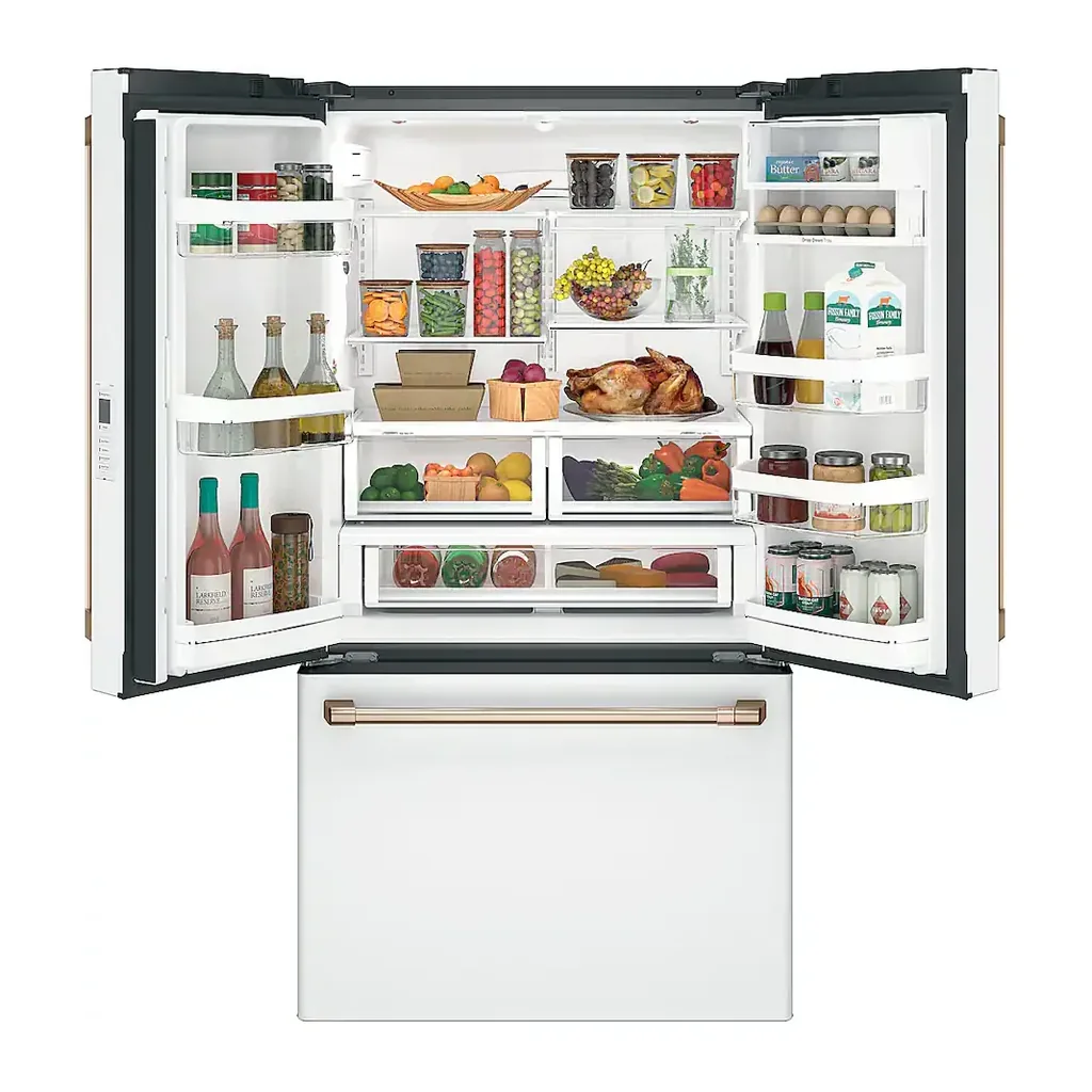 EditionSANI-CWE23SP4MW2-6286368-04 Café CWE23SP4MW2 - 36 in. Wide 23.1 Cu. Ft. French Door Counter-Depth Smart Refrigerator with Internal Water Dispenser - Matte White