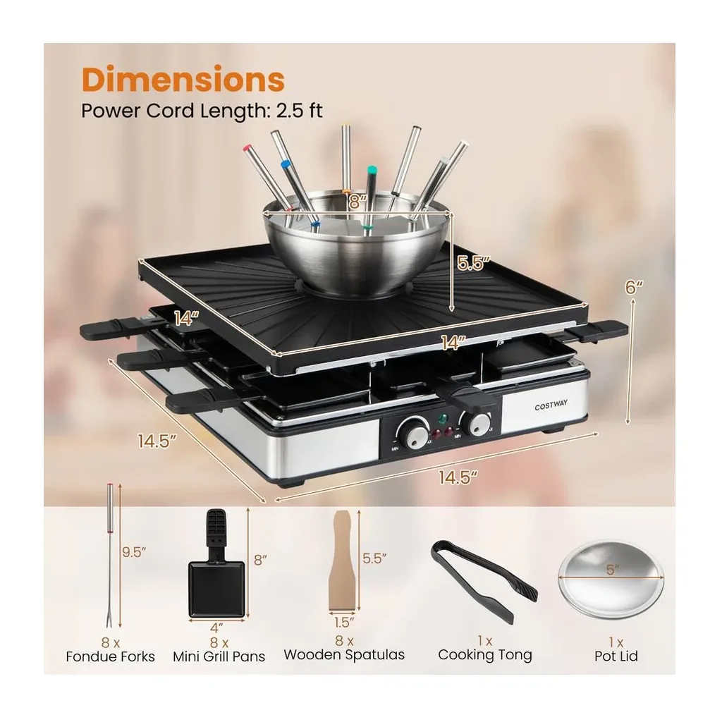 EditionSANI-Costway-HCST16101-12942276-03 Costway HCST16101 Electric BBQ Grill and Fondue Set