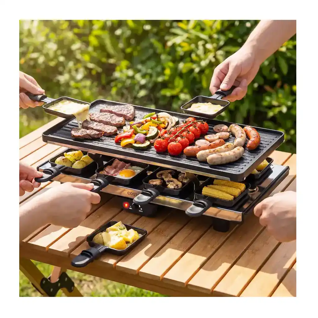 EditionSANI-Costway-HCST16102-12942279-05 Costway HCST16102 8-Person Raclette Grill with Reversible Plate