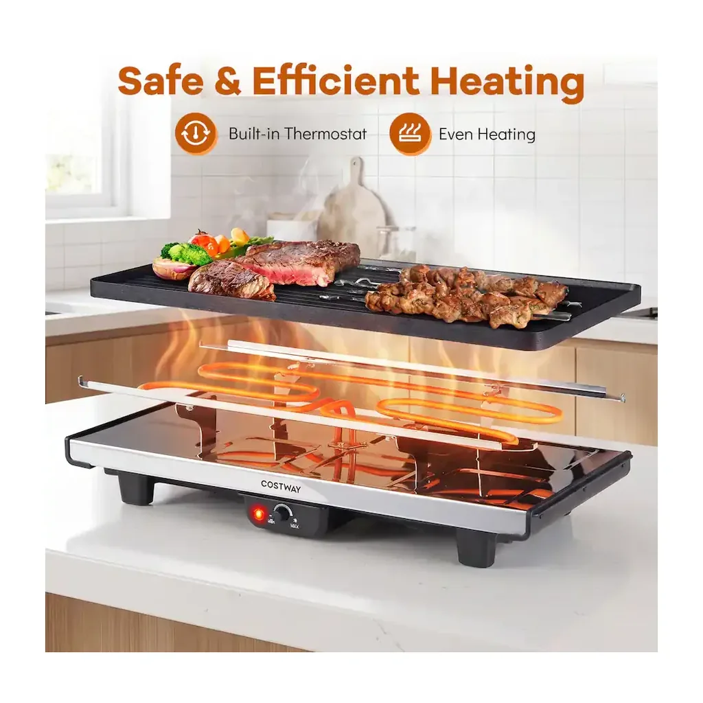 EditionSANI-Costway-HCST16102-12942279-06 Costway HCST16102 8-Person Raclette Grill with Reversible Plate