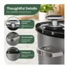 EditionSANI-DHHD-10988009-13104875-03 RYHNUYNE DHHD-10988009 2 Qt Small Slow Cooker, 3 Adjustable Temp Settings, Ceramic Pot, Glass Lid, Stainless Steel - Silver
