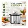 EditionSANI-DHHD-10988009-13104875-06 RYHNUYNE DHHD-10988009 2 Qt Small Slow Cooker, 3 Adjustable Temp Settings, Ceramic Pot, Glass Lid, Stainless Steel - Silver