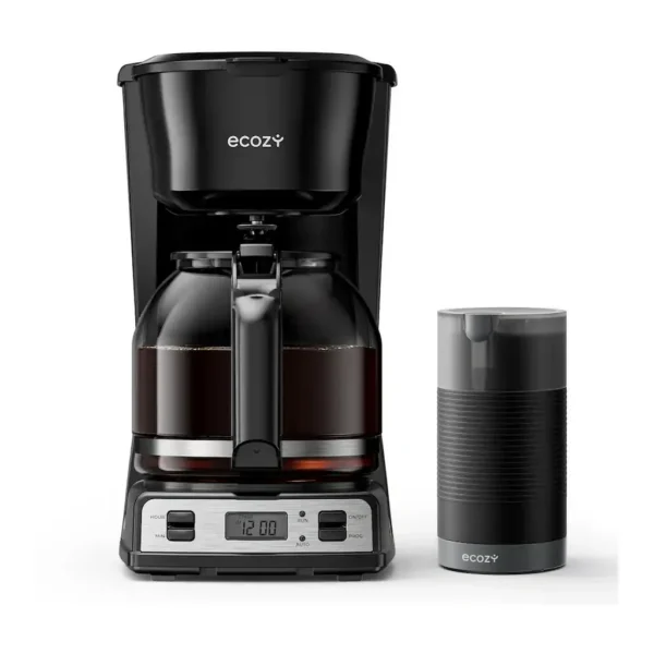 Ecozy DM122A - Coffee maker and separate grinder set Ecozy DM122A black 12-cup programmable coffee maker - Coffee maker and separate grinder set