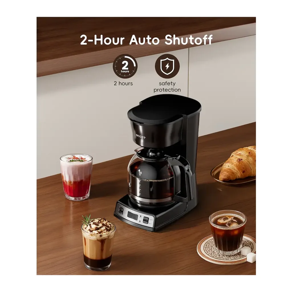 Ecozy DM122A - Two-hour automatic shutoff Ecozy DM122A black 12-cup programmable coffee maker - Two-hour automatic shutoff