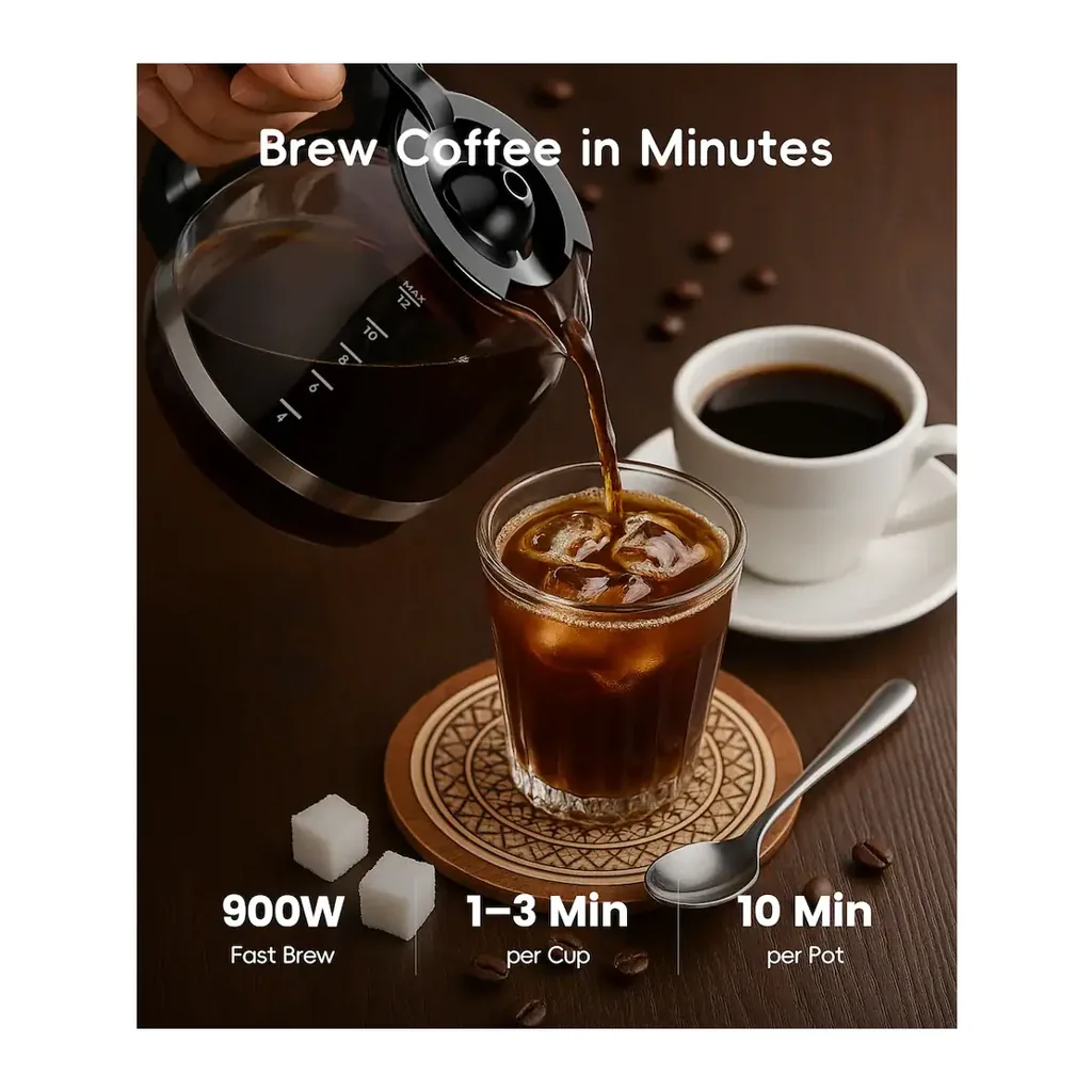 Ecozy DM122A - Coffee brewing and pouring Ecozy DM122A black 12-cup programmable coffee maker - Coffee brewing and pouring