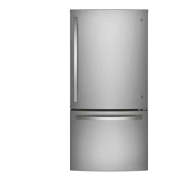 EditionSANI-GDE25EYKFS-6475410-01 GE GDE25EYKFS - 33 in. Wide 24.8 Cu. Ft. Bottom-Freezer Refrigerator with Sliding Snack Drawer - Stainless Steel