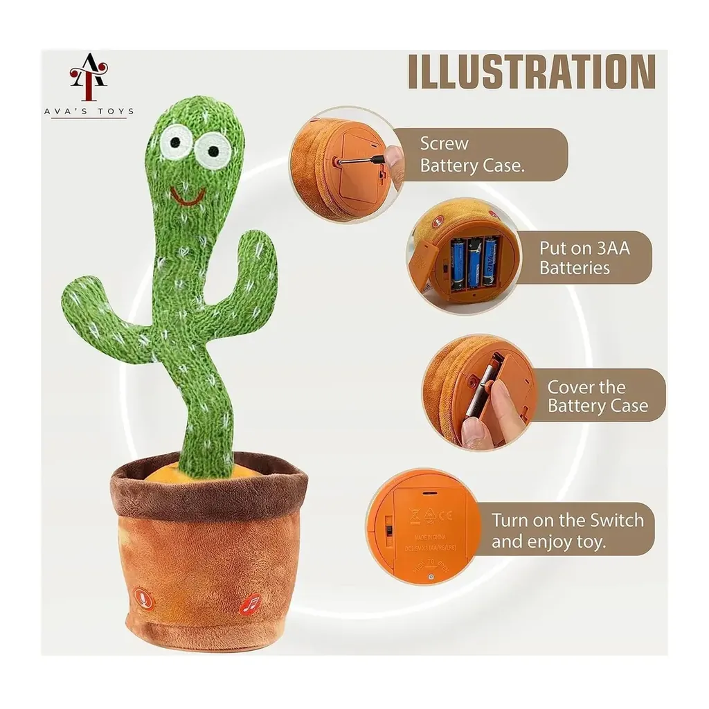 EditionSANI-Generic-ML-218994-03 Dancing Cactus Plush Toy with Voice Recording and Repeat Function