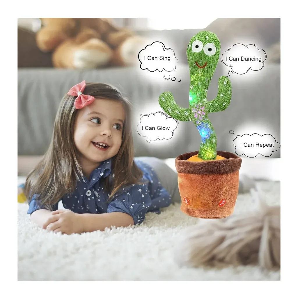 EditionSANI-Generic-ML-218994-04 Dancing Cactus Plush Toy with Voice Recording and Repeat Function