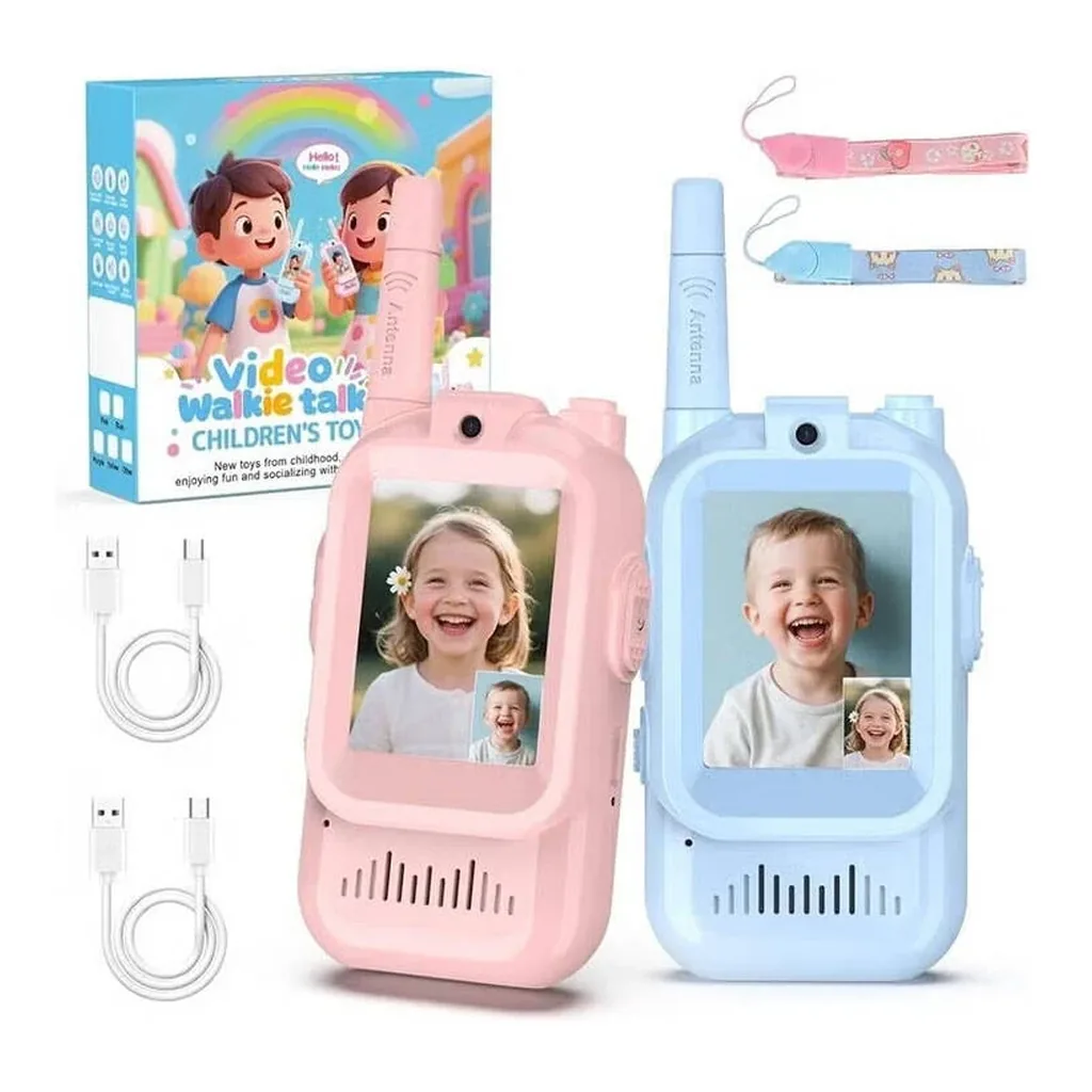 EditionSANI-Generic-ML-314618-01 Kids Rechargeable Video Chat Toy Phones, 2-Pack with Straps, Blue/Pink