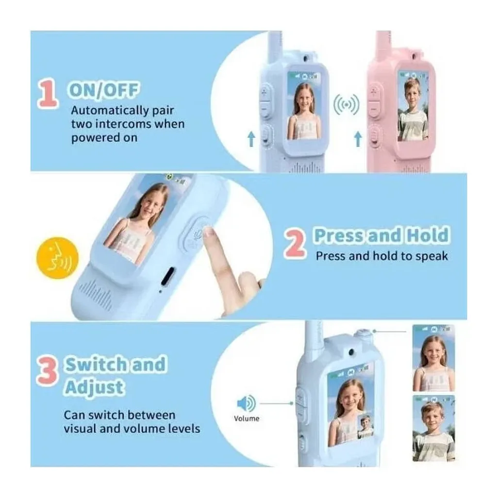 EditionSANI-Generic-ML-314618-02 Kids Rechargeable Video Chat Toy Phones, 2-Pack with Straps, Blue/Pink
