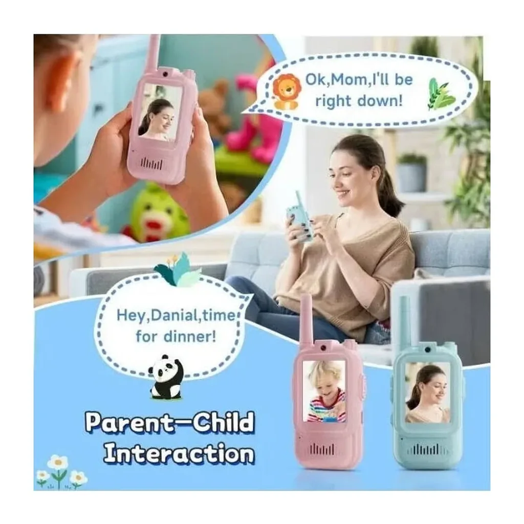 EditionSANI-Generic-ML-314618-03 Kids Rechargeable Video Chat Toy Phones, 2-Pack with Straps, Blue/Pink