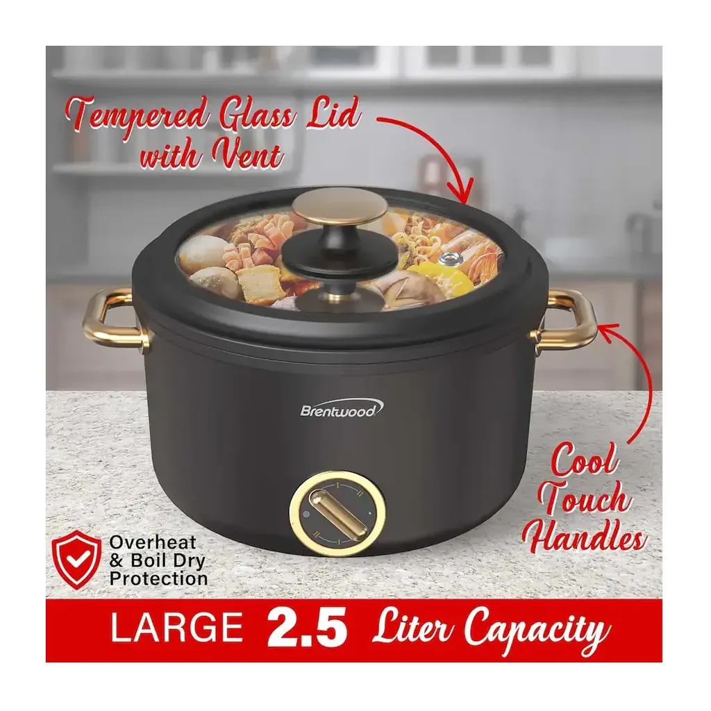 EditionSANI-HP-3250BK-12829015-03 Brentwood HP-3250BK 2.5 Liter Multi-Function Electric Hot Pot Cooker - Black