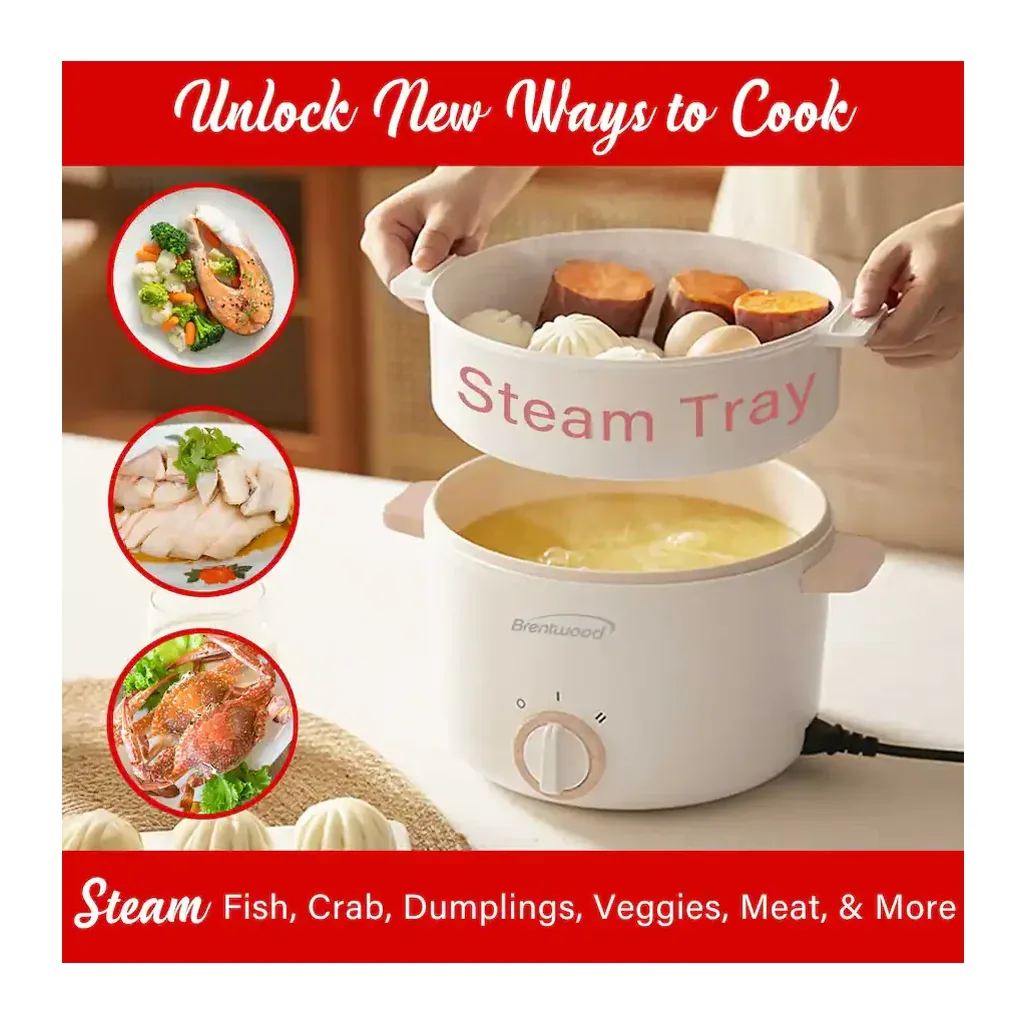 EditionSANI-HPS-3302W-12829006-04 Brentwood HPS-3302W 3 Liter Multi-Function Electric Hot Pot Cooker - White