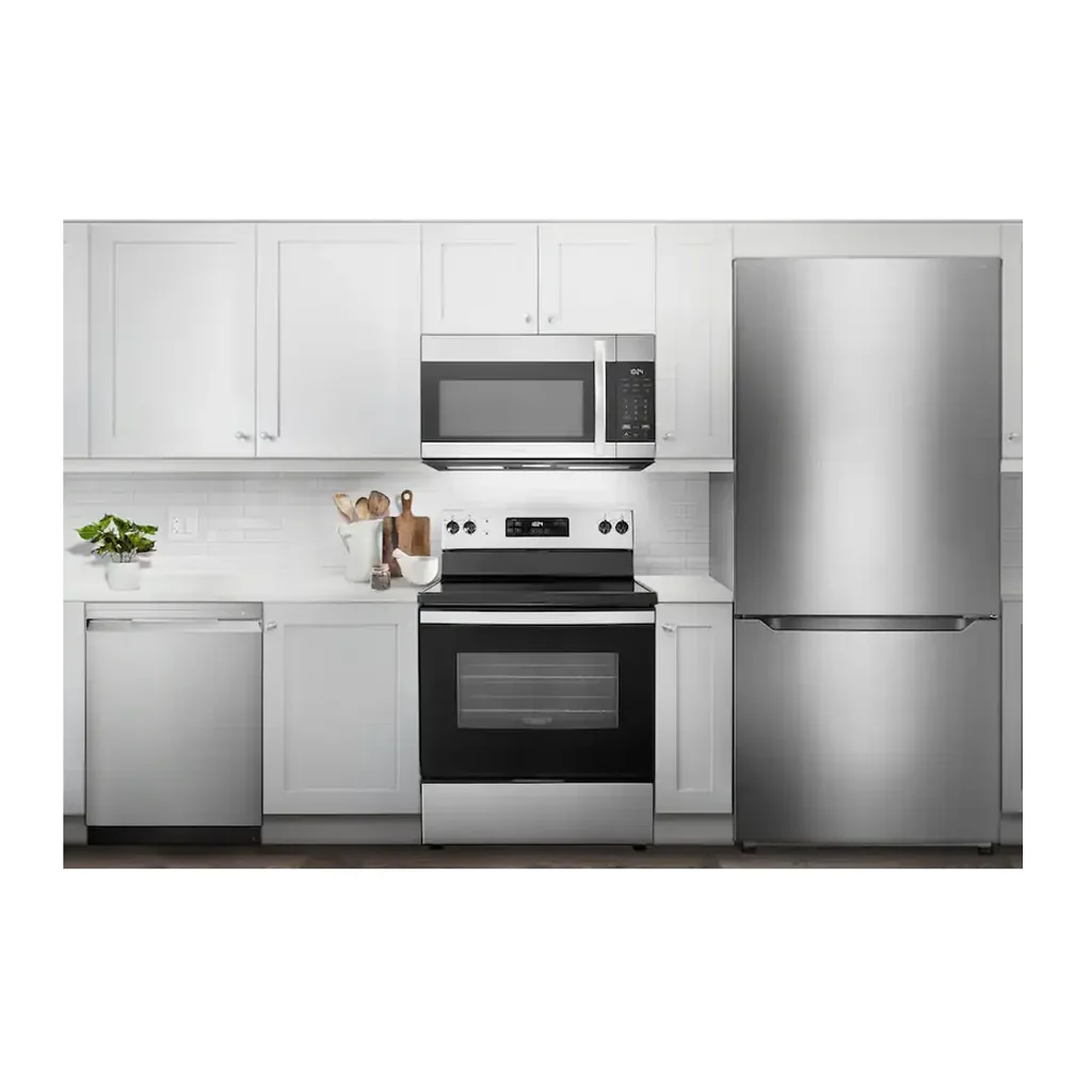 EditionSANI-Insignia-NS-RBM18SS0-6467055-02 Insignia NS-RBM18SS0 stainless steel bottom freezer refrigerator - Kitchen setting