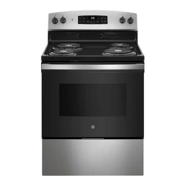 EditionSANI-JB256RTSS-6506975-01 GE JB256RTSS - 30 in. Wide 4 Elements 5.0 Cu. Ft. Freestanding Electric Range with Self Cleaning and Dual-Element Bake - Stainless Steel